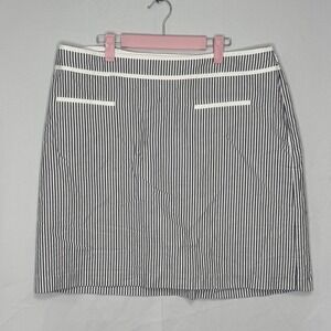 Talbots Plus‎ 16W Navy Blue White Striped Seersucker Pencil Skirt 100% Cotton